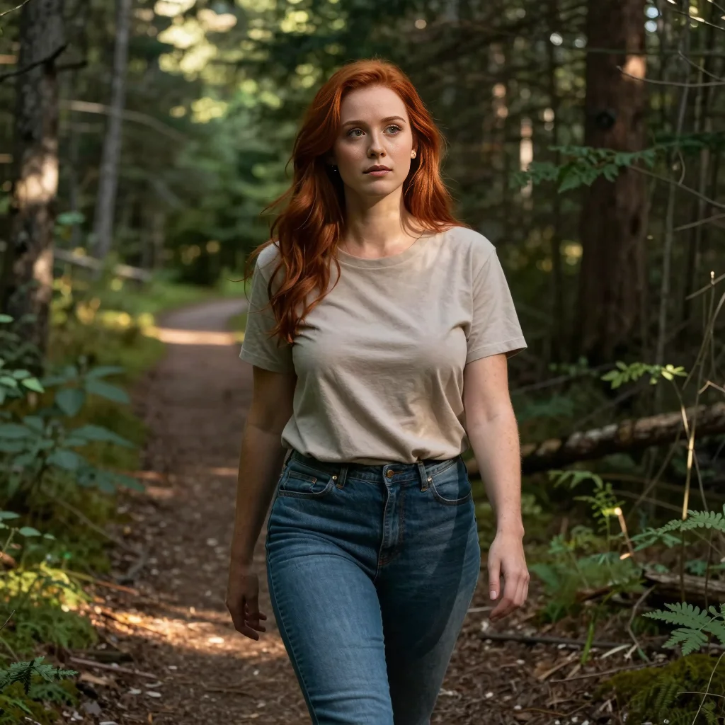 Emily entering a small side path