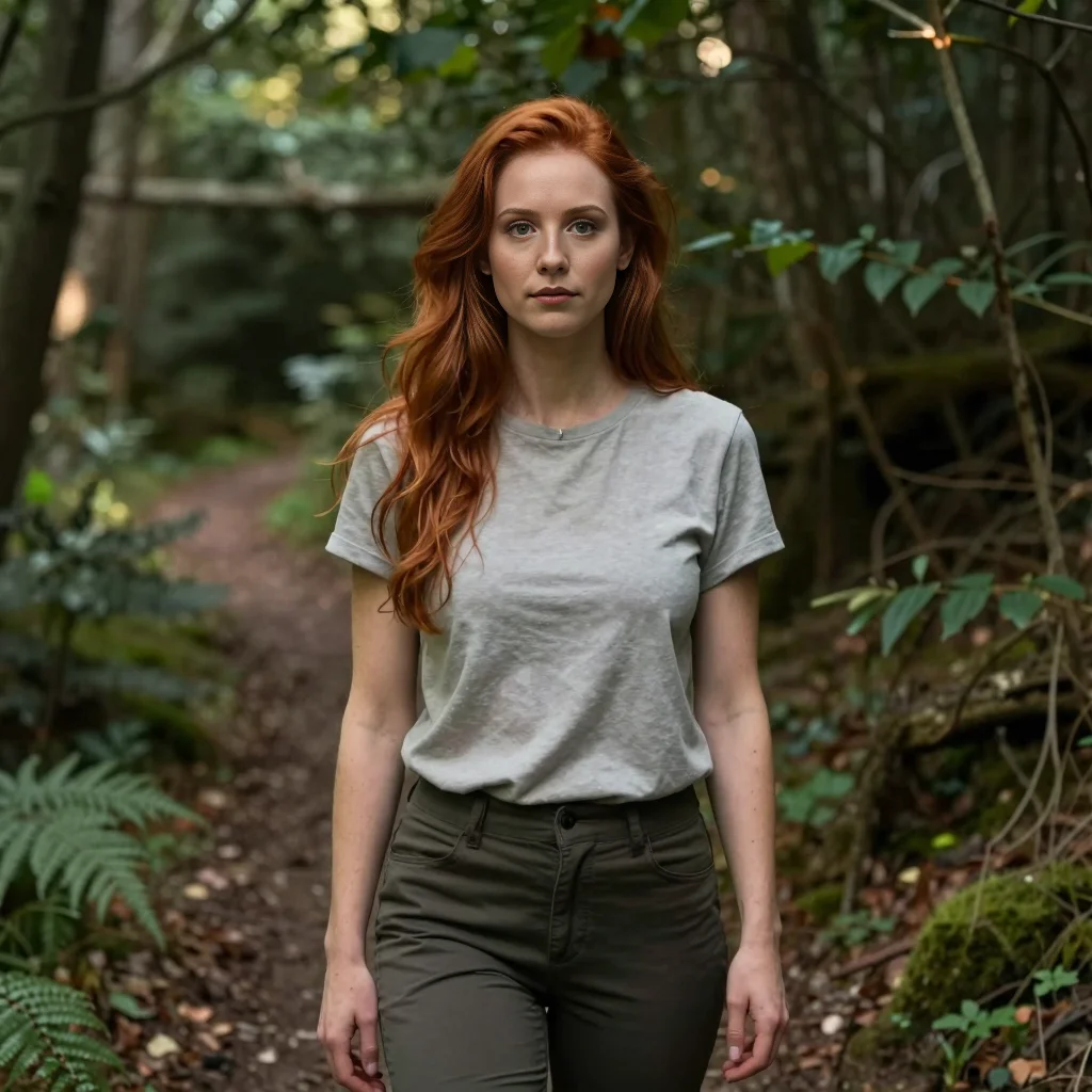 Emily pauses on a narrow side trail as the woods become unfamiliar