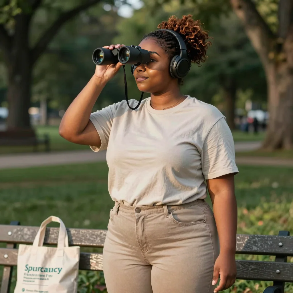 Jasmine birdwatching in a Memphis park after work