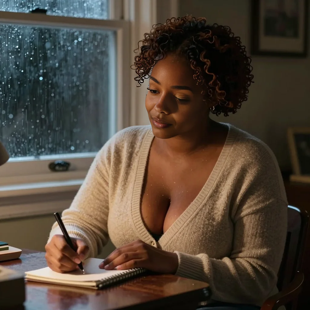 Later that night, Jasmine writes in a notebook about the storm