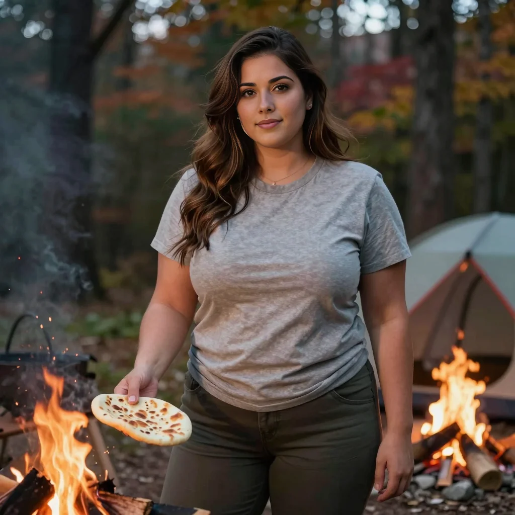 Savannah baking flatbread over a small campfire